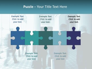 A Group Of People Standing In A Lobby PowerPoint Template