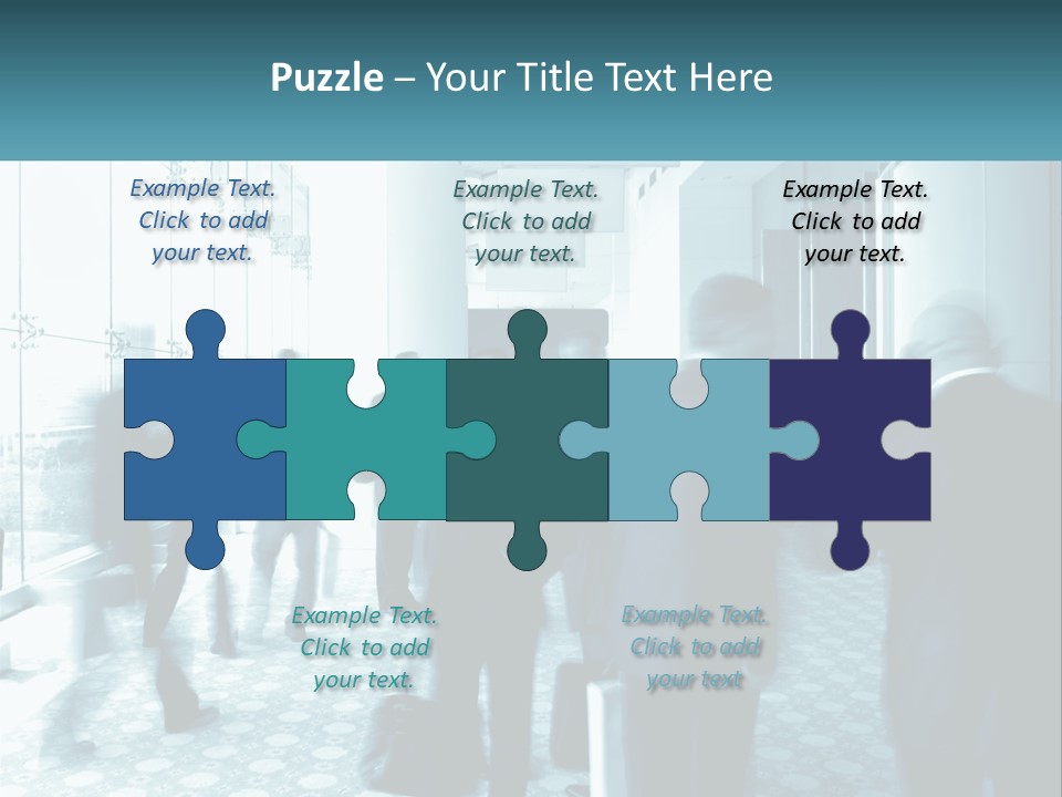 A Group Of People Standing In A Lobby PowerPoint Template