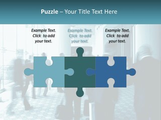 A Group Of People Standing In A Lobby PowerPoint Template