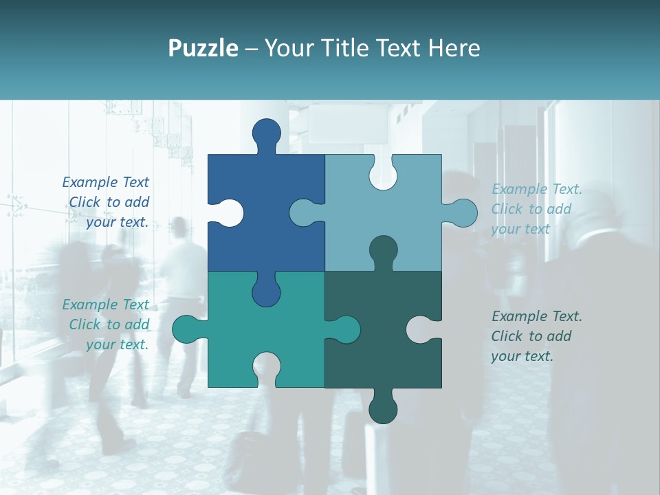 A Group Of People Standing In A Lobby PowerPoint Template