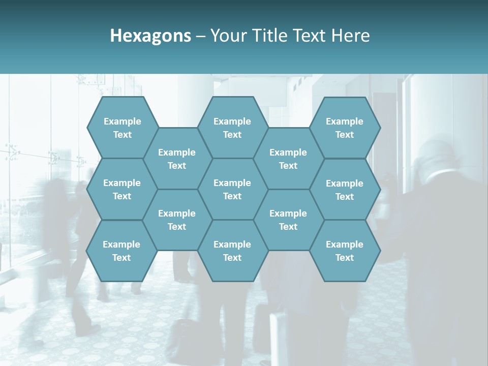 A Group Of People Standing In A Lobby PowerPoint Template