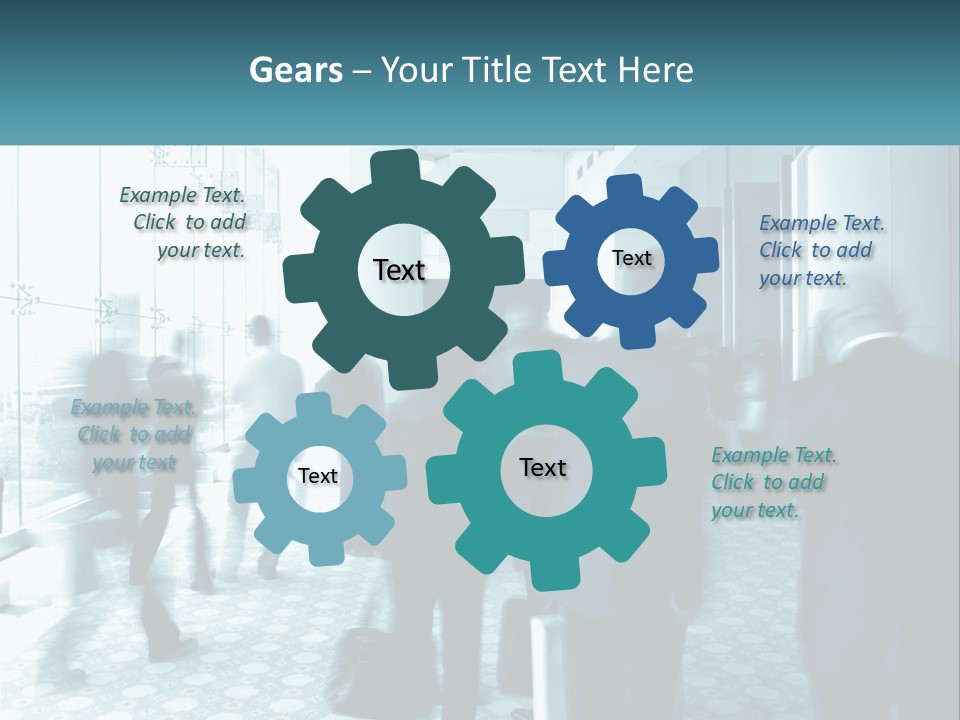 A Group Of People Standing In A Lobby PowerPoint Template