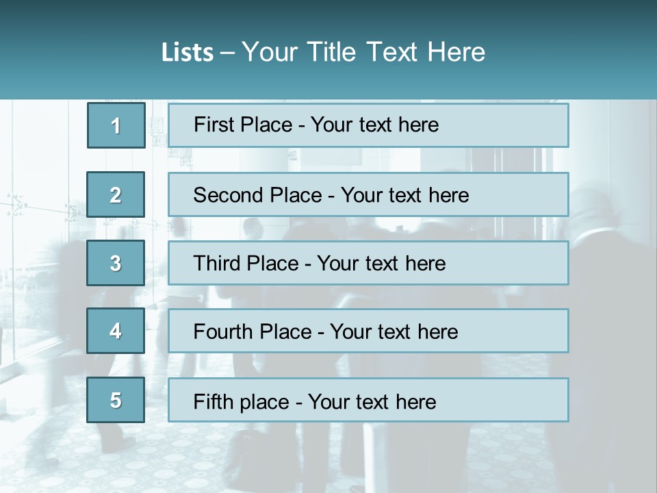 A Group Of People Standing In A Lobby PowerPoint Template