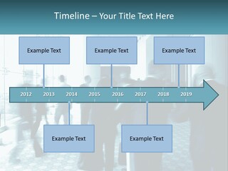 A Group Of People Standing In A Lobby PowerPoint Template
