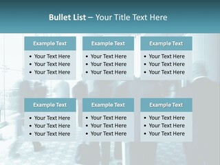 A Group Of People Standing In A Lobby PowerPoint Template