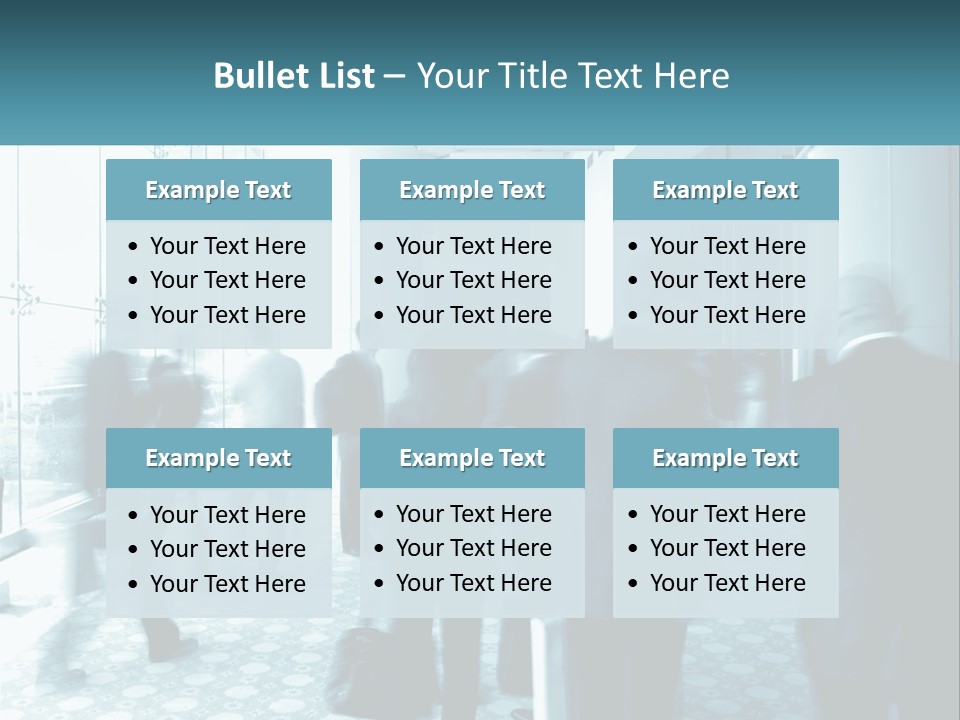 A Group Of People Standing In A Lobby PowerPoint Template