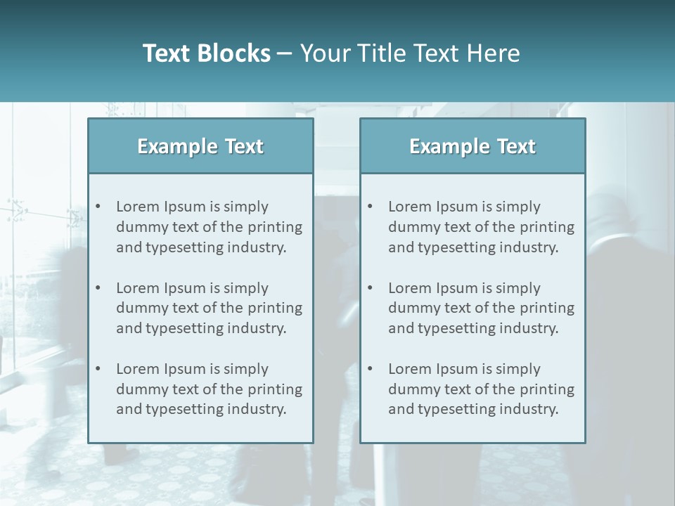 A Group Of People Standing In A Lobby PowerPoint Template