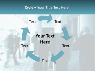 A Group Of People Standing In A Lobby PowerPoint Template
