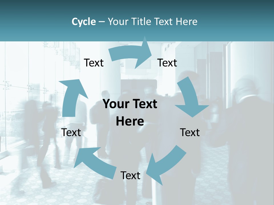 A Group Of People Standing In A Lobby PowerPoint Template