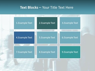 A Group Of People Standing In A Lobby PowerPoint Template