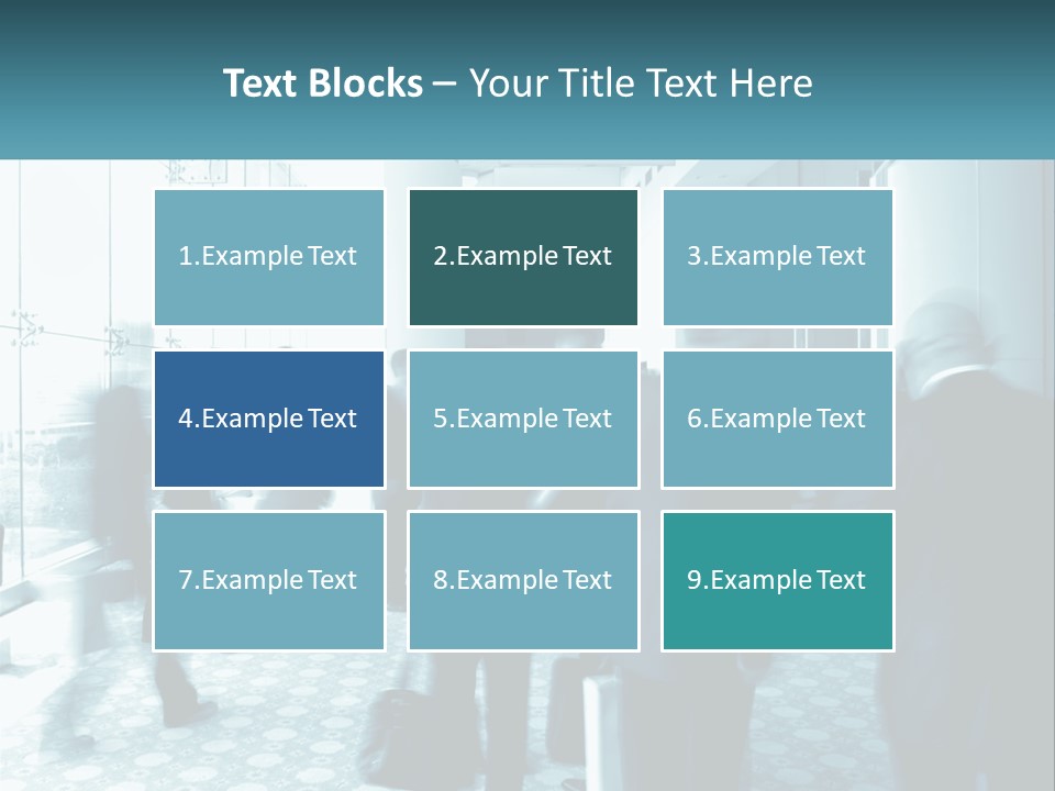 A Group Of People Standing In A Lobby PowerPoint Template