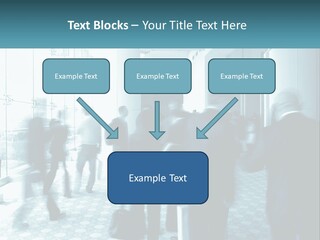 A Group Of People Standing In A Lobby PowerPoint Template