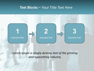 A Group Of People Standing In A Lobby PowerPoint Template