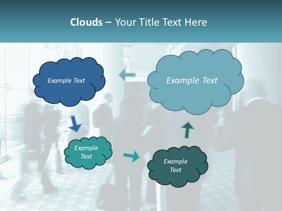 A Group Of People Standing In A Lobby PowerPoint Template