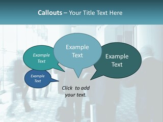 A Group Of People Standing In A Lobby PowerPoint Template