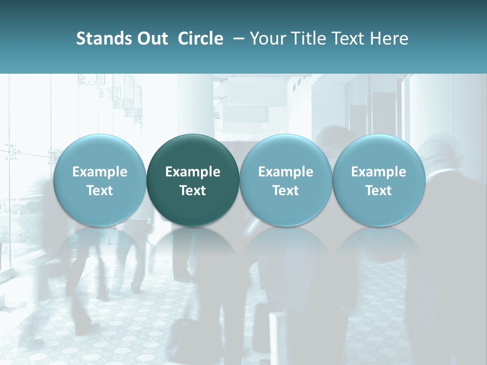 A Group Of People Standing In A Lobby PowerPoint Template