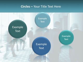 A Group Of People Standing In A Lobby PowerPoint Template
