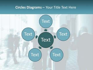 A Group Of People Standing In A Lobby PowerPoint Template