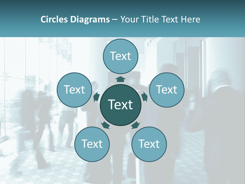 A Group Of People Standing In A Lobby PowerPoint Template