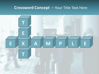 A Group Of People Standing In A Lobby PowerPoint Template