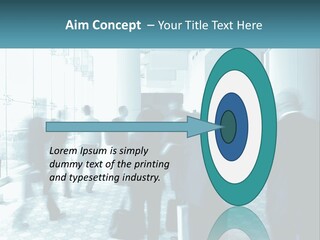 A Group Of People Standing In A Lobby PowerPoint Template