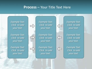 A Group Of People Standing In A Lobby PowerPoint Template
