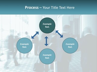 A Group Of People Standing In A Lobby PowerPoint Template