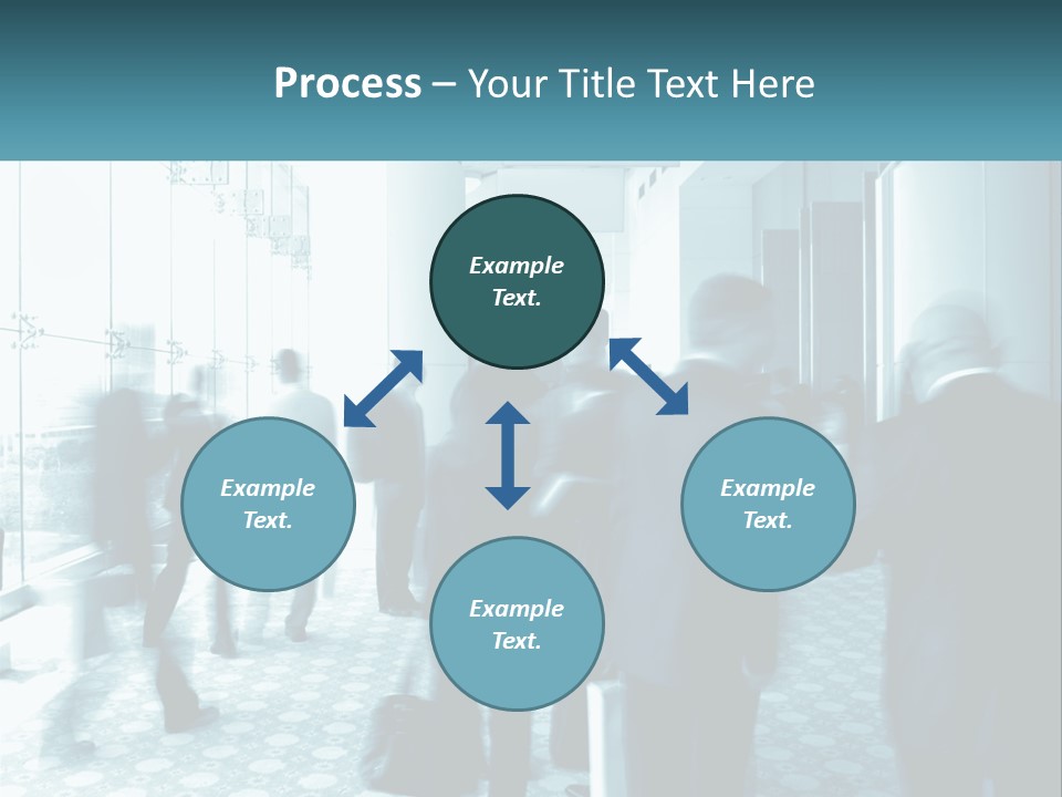 A Group Of People Standing In A Lobby PowerPoint Template