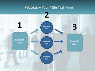 A Group Of People Standing In A Lobby PowerPoint Template