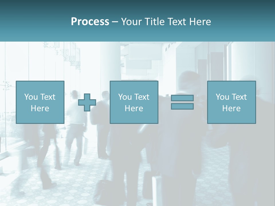 A Group Of People Standing In A Lobby PowerPoint Template