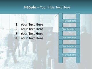 A Group Of People Standing In A Lobby PowerPoint Template