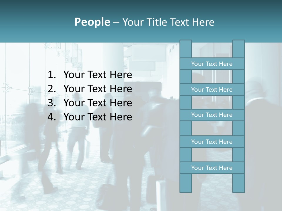 A Group Of People Standing In A Lobby PowerPoint Template