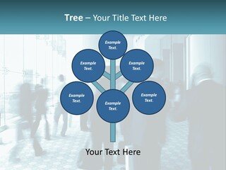 A Group Of People Standing In A Lobby PowerPoint Template