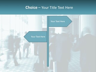 A Group Of People Standing In A Lobby PowerPoint Template