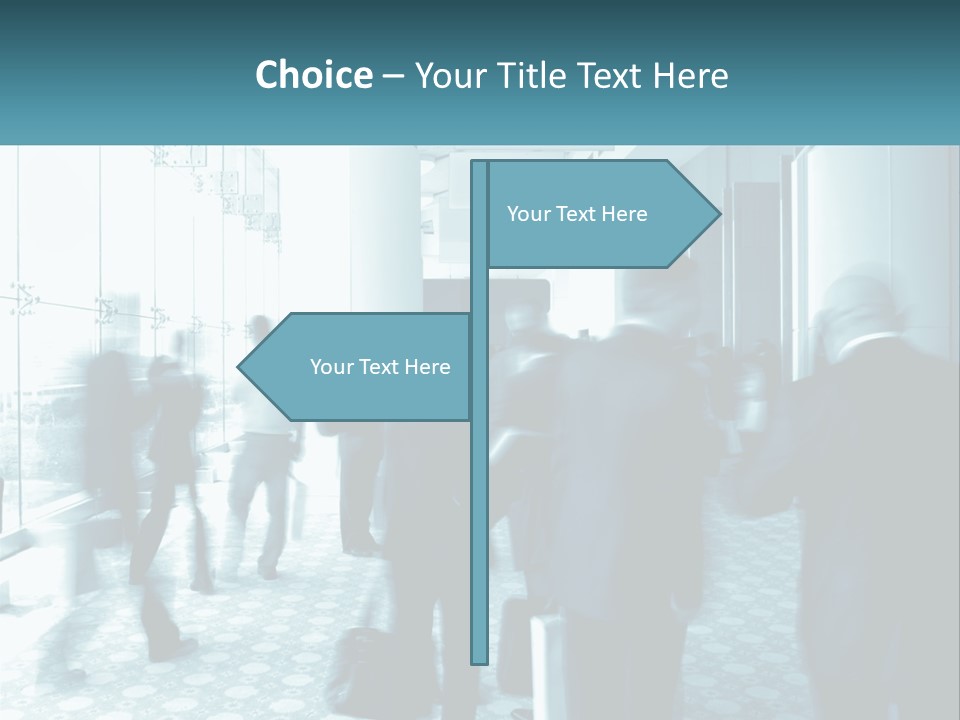 A Group Of People Standing In A Lobby PowerPoint Template