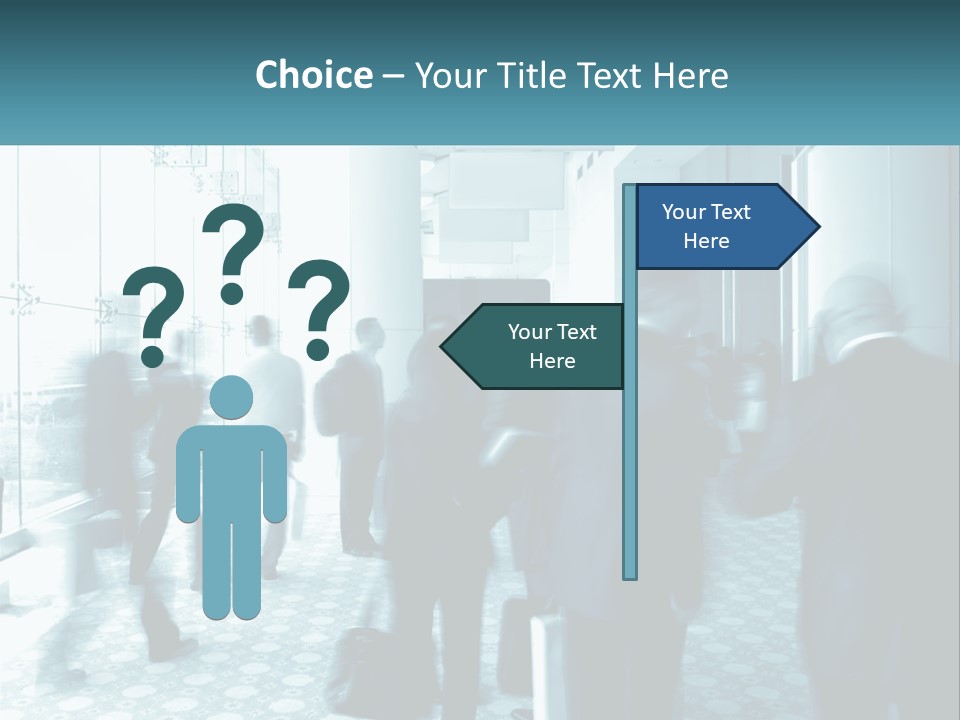 A Group Of People Standing In A Lobby PowerPoint Template
