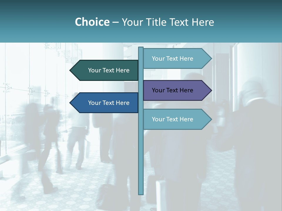 A Group Of People Standing In A Lobby PowerPoint Template
