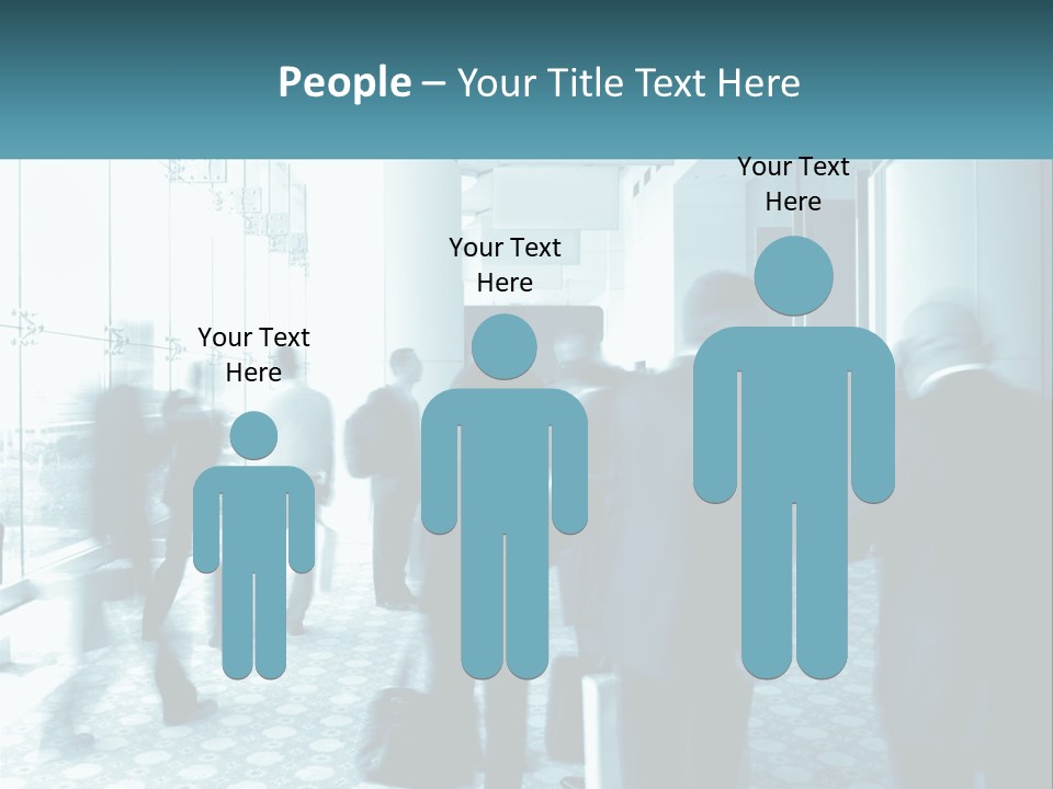 A Group Of People Standing In A Lobby PowerPoint Template
