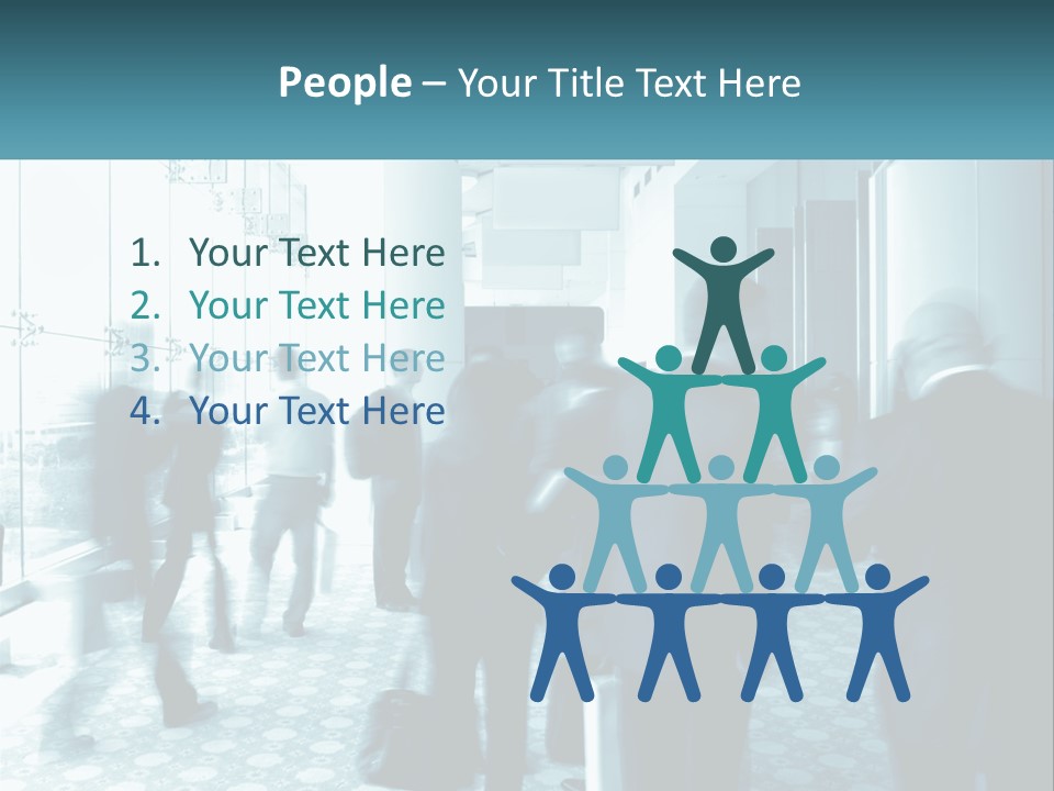 A Group Of People Standing In A Lobby PowerPoint Template