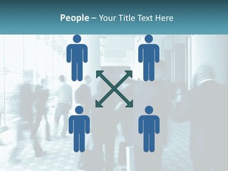 A Group Of People Standing In A Lobby PowerPoint Template