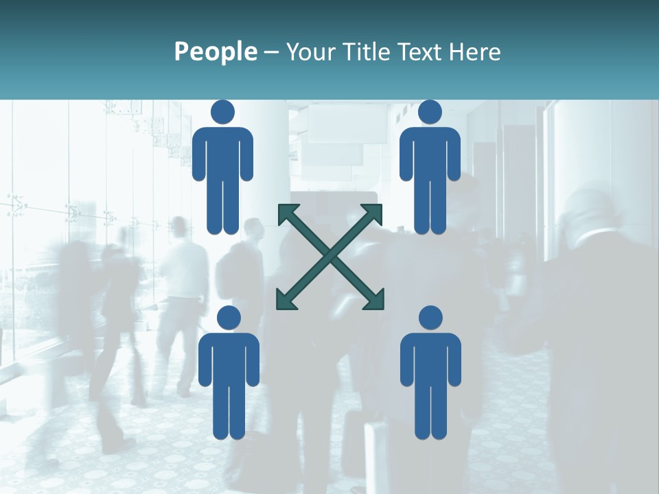 A Group Of People Standing In A Lobby PowerPoint Template