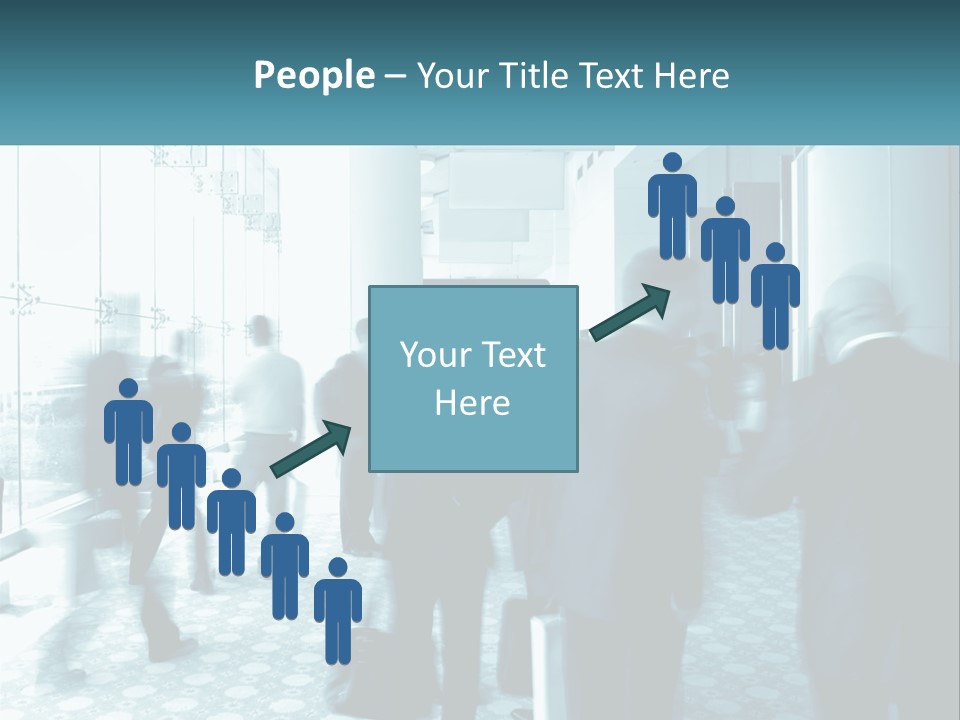 A Group Of People Standing In A Lobby PowerPoint Template