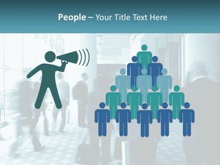 A Group Of People Standing In A Lobby PowerPoint Template