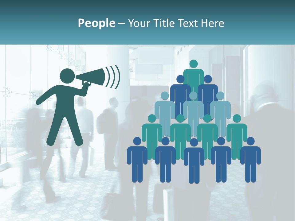 A Group Of People Standing In A Lobby PowerPoint Template