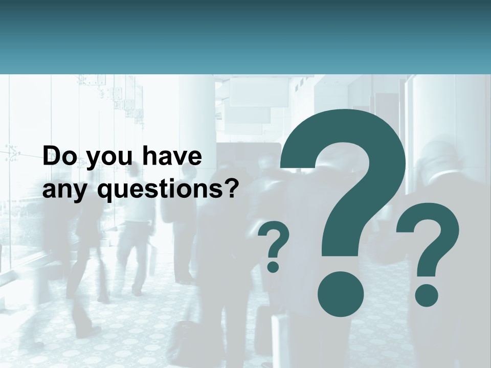 A Group Of People Standing In A Lobby PowerPoint Template