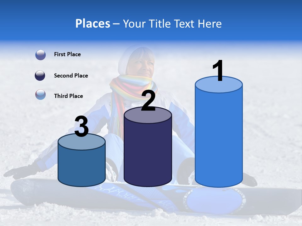 A Woman Sitting In The Snow With A Snowboard PowerPoint Template