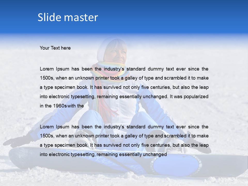 A Woman Sitting In The Snow With A Snowboard PowerPoint Template