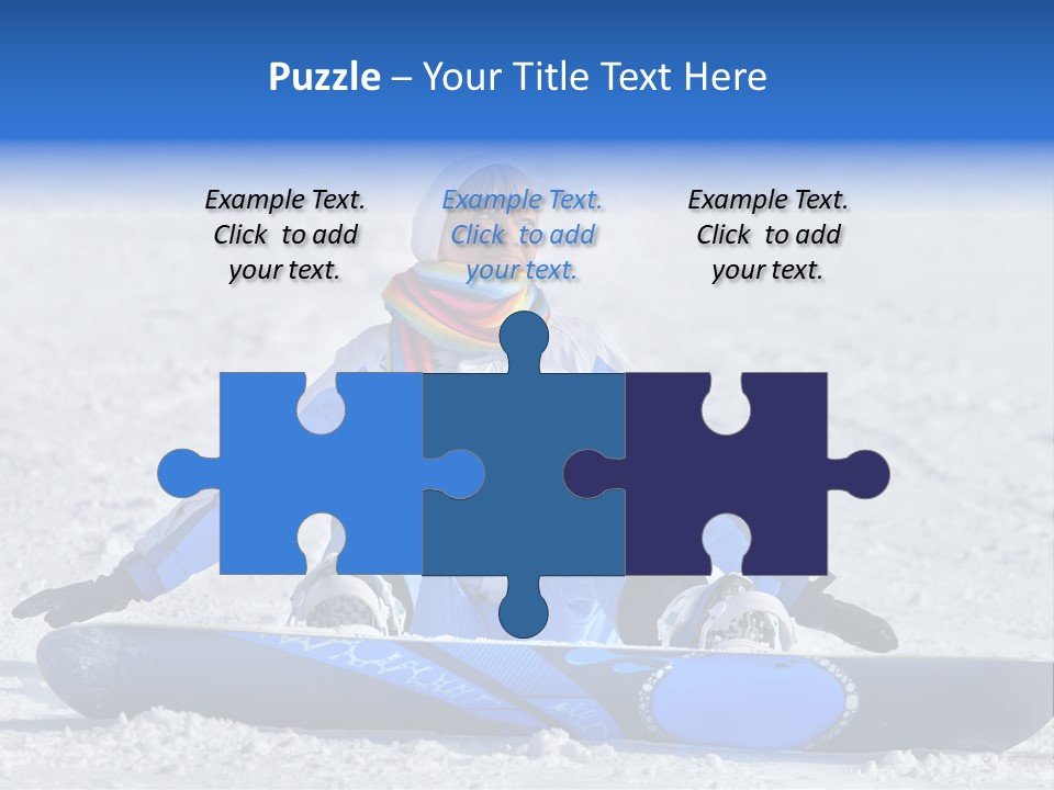 A Woman Sitting In The Snow With A Snowboard PowerPoint Template