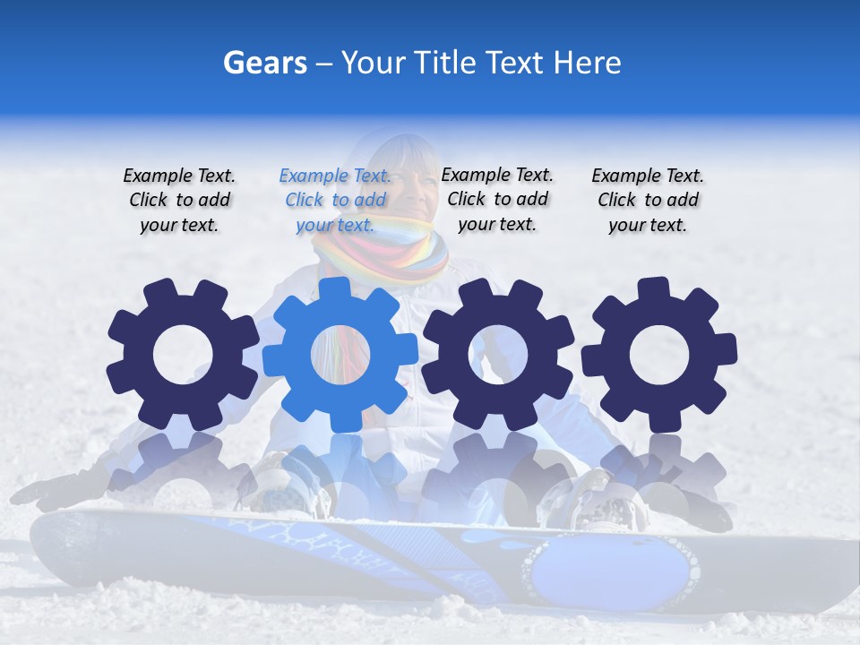 A Woman Sitting In The Snow With A Snowboard PowerPoint Template