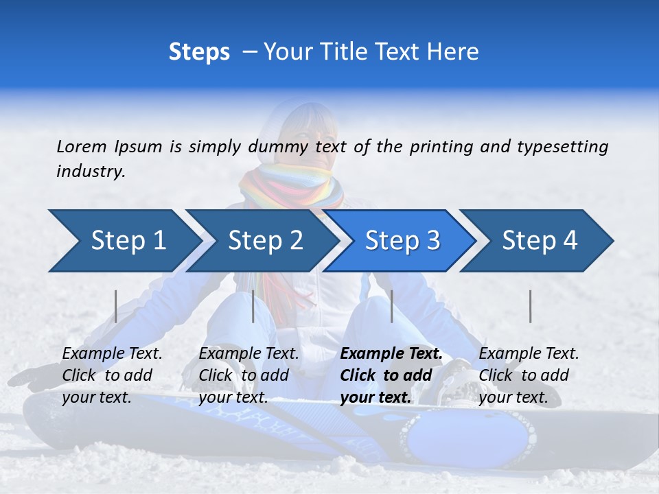 A Woman Sitting In The Snow With A Snowboard PowerPoint Template